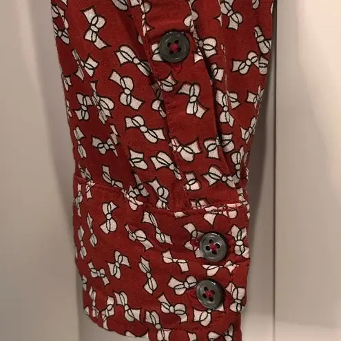 Faithfull the Brand Hosk Top Long Sleeve Pin Up Bow Red Size 4 Coquette Preppy