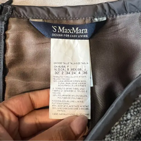 Max Mara S Virgin Wool Gray White Tweed Pencil Skirt Size 2