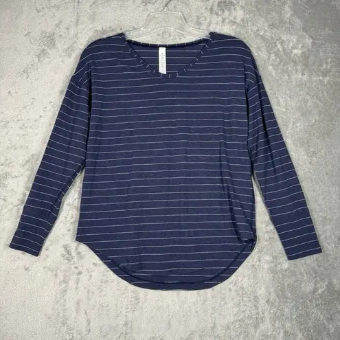 Lululemon  Shirt Womens 10 Blue White Stripe Love Long Sleeve Casual Athleisure