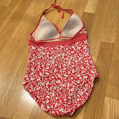 L.L.Bean  floral / poka dots one piece swimsuit size 12.