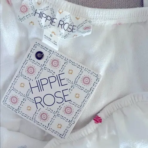 Hippie Rose  Tiered One Shoulder Top Red Blue Hearts NWT