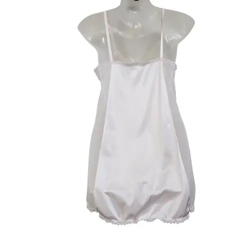 Vintage Ashley Taylor Adjustable Spaghetti Strap Lace Trim Slip Dress Medium White