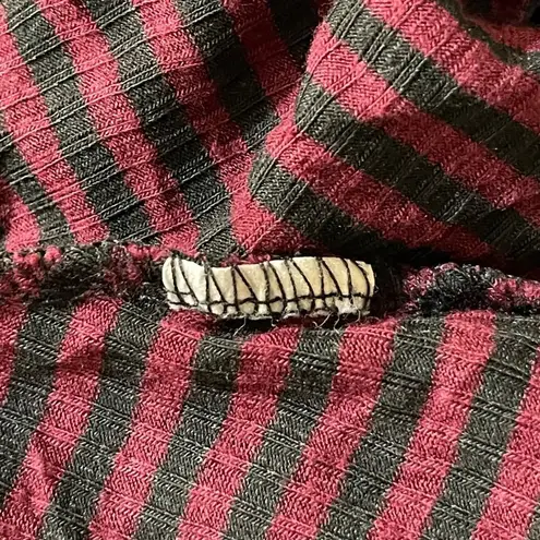 Mittoshop Maroon and Black Stripe Long Sleeve Ribbed Tunic Top Size L Large
