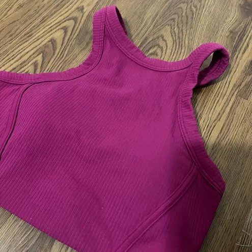 Lululemon  Magenta Purple Ribbed Nulu High-Neck Yoga Bra Size 4 US $68