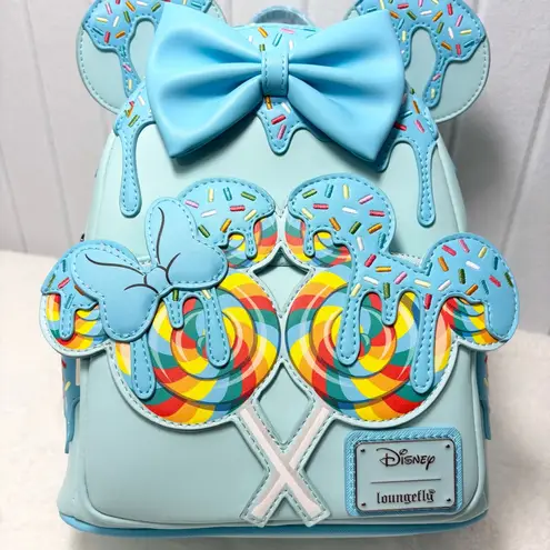 Lounge Fly Disney Minnie Mouse Lollipop Blue Sprinkle Ears Mini Backpack - New