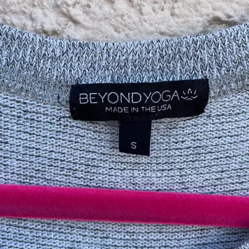 Beyond Yoga silver lurex cotton-blend crewneck pullover sweater size S small