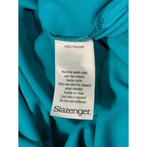 Slazenger NEW Womens Blue White Teal Short Sleeve Golf Polo Shirt Size S Stretch