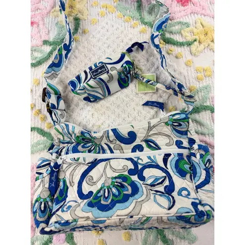 Vera Bradley Quilted Crossbody Bag Floral Blue White Green Matching Pouch