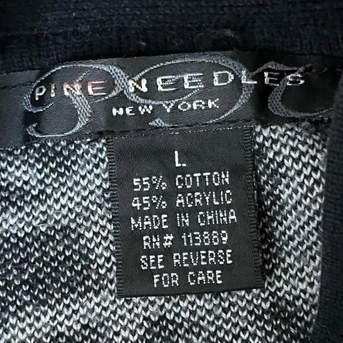 Pine Needles NY Women’s Knit Sweater Coatagain Preppy Equestrian Coastal L Black Size L