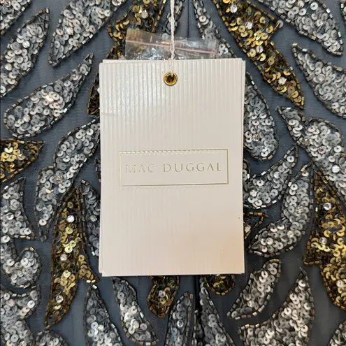 Mac Duggal NWT 5532 Embellished Illusion Cap Sleeve Column Gown Size 10