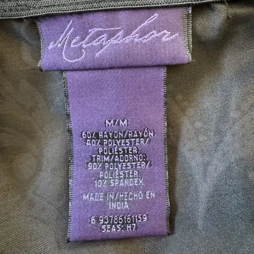 Metaphor Dark Brown Baroque Print Velvet Hem A-Line Midi Skirt