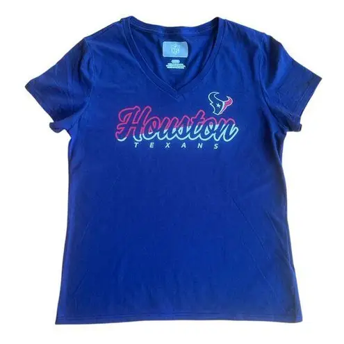 NFL Team Apparel NFL Houston Texans Women's V-Neck Short Sleeve T-Shirt in Navy Blue, L