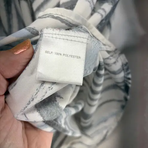 Rose + Olive Abstract Zebra Print V Neck Long Sleeve Blouse Women Size S