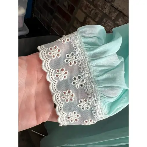 nightgown robe set blue lace long vintage lovecore Size M