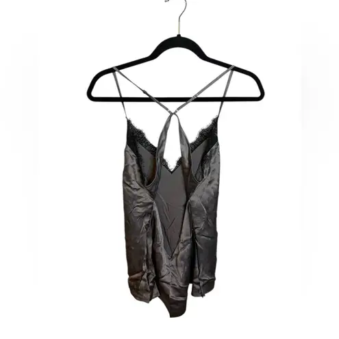 Cami NYC Nwt  Gray Silk Lace Open Back Camisole