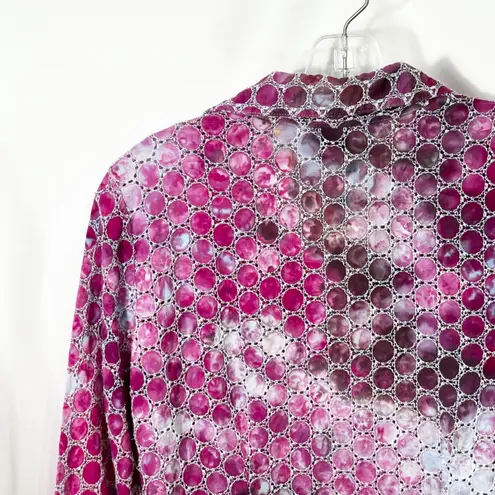 Willi Smith Medium Top Handmade Tie Dye Pink Eyelet Embroidered Cotton Boho 1687