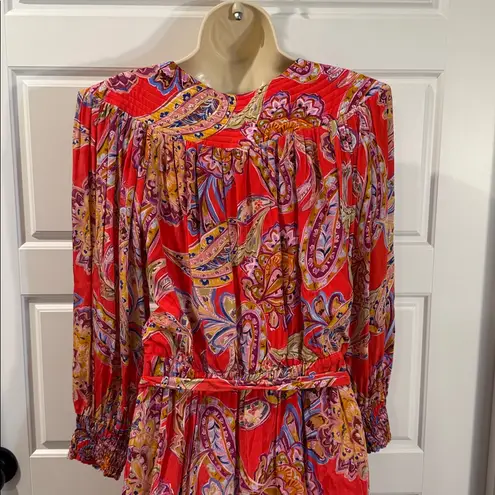 Gilner Farrar paisley mini dress small Red