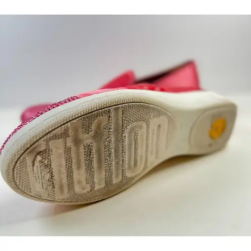 FitFlop Superskate Womens Shoes Pink Loafer Slip On Flat Studded Casual Size 8