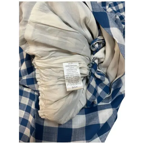 Main Strip New Gingham V Neck Tie Wrap Front Romper Plaid Blue S