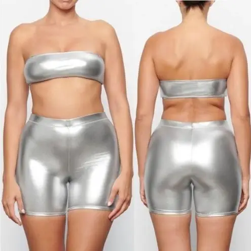 SKIMS NWT Pull On High Waisted Mid-Length Swim Short Nickel Women's Size XS