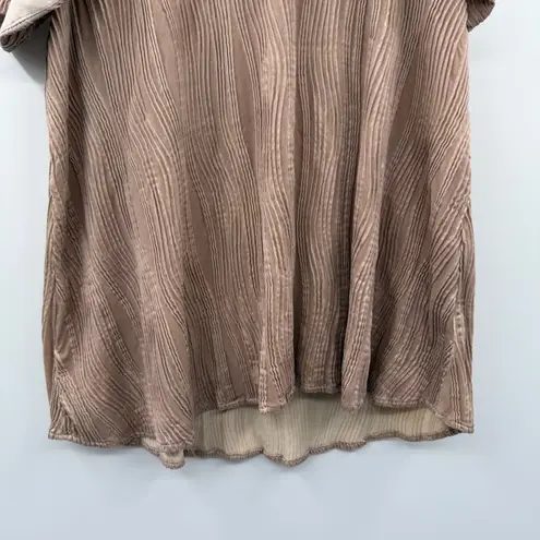 Hunter Bell RTR Ava Pleated Short Sleeve Rose Gold Top Sz L