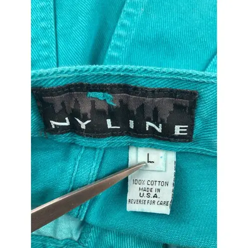 *Vtg NY Line Mom Shorts Womens Size L Turquoise Festival Streetwear Y2K 90's Blue Size L