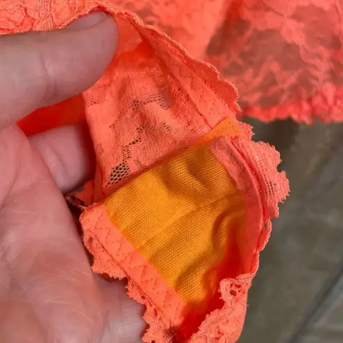 SKIMS Neon Bright Orange Stretch Lace Sheer Bodysuit 4X NWT