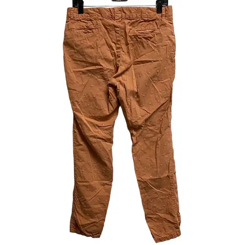 Sundance Pants 6 Orange Floral Applique Accents Skinny Mid Rise Cotton Stretch