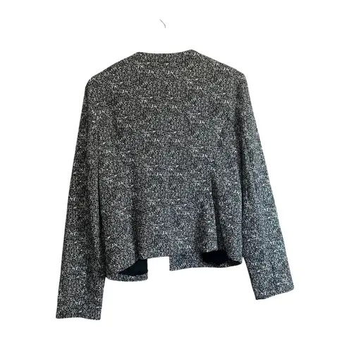 Roz & Ali Black White Tweed Blazer Jacket Women's Career Work Office