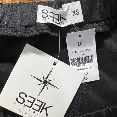 Seek The Label Crop Top XS Black Off Shoulder Flowy Sleeve Back Slit Whimsigoth