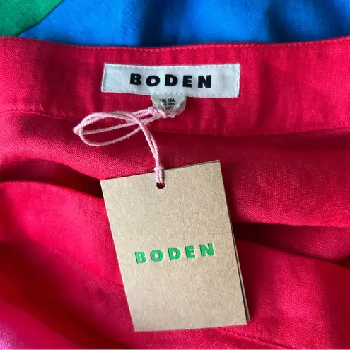 Boden Multicolor Patchwork Linen Bias Maxi Skirt Pink Size 12