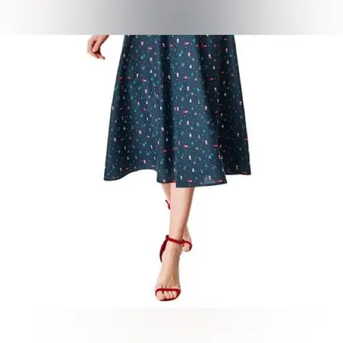 Eshakti Christmas Printed Ruched Sleeveless Midi Dress XL