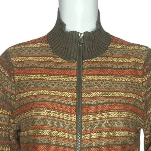 Woolrich Sweater Women Medium Multicolor Stripe Zip Cardigan Granny Cottagecore