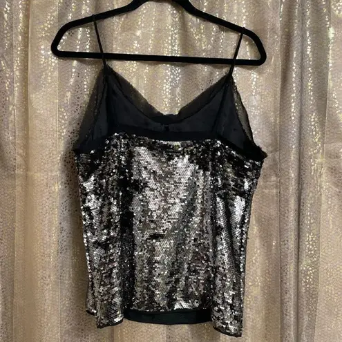 WD.NY Silver Sparkly Sequin Cami Tank Top Large NWT