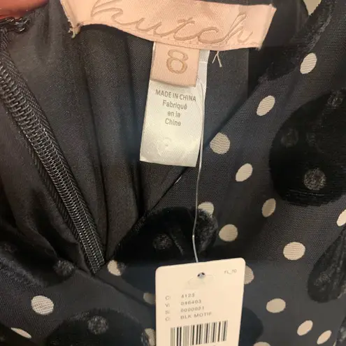 Hutch by Anthropologie Black Sheer Wide Leg Poke A Dot Sz 8 Jumpsuit. 2517