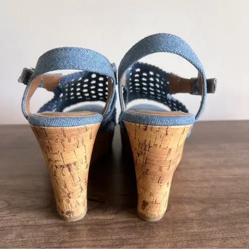 SO  Taffy Denim Women's Wedge Sandals Size 9.5 #B1574