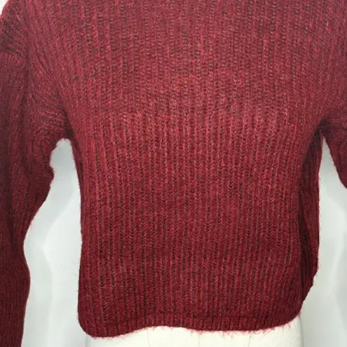 Thakoon Cropped Ripped Burgundy Turtleneck Sweater Womens Size XS KN17 Red
