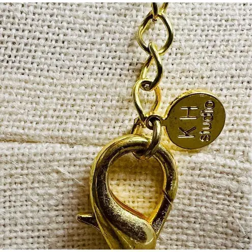 KH Studio Gold Tone Resin Green Enamel Statement Necklace Peacock