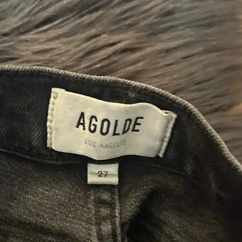 AGOLDE  Nico High Waisted Cassette Distressed Button Fly Black Jeans Size 27