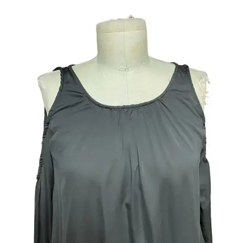 L'Academie  Black Cold Shoulder Satin‎ Long Sleeve Top Size XS