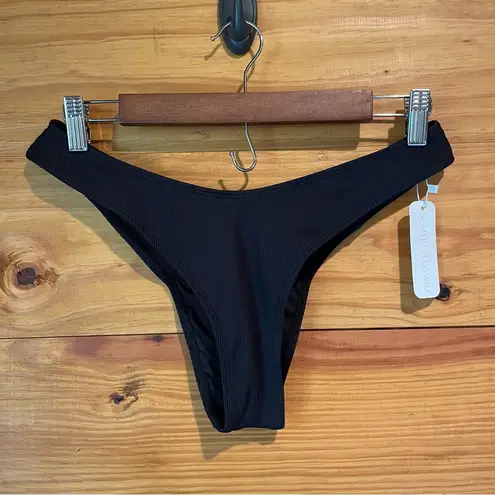 Somerfield Swim Reethi High Cut Cheeky Ribbed Bikini Bottom in Black Large NWT