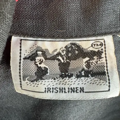 Irish Linen Richard Malcolm Jacket Blazer Black White Pearl Buttons Sz M medium