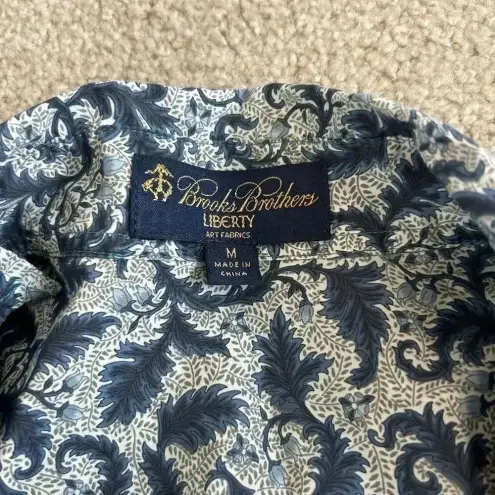 Brooks Brothers  Liberty Blue Paisley Print 100% Cotton Long Sleeve Dress Size M