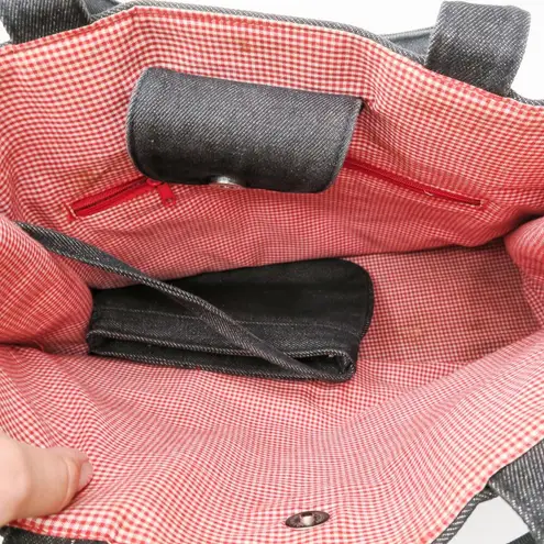 Preston & York Vintage 90s Denim Embroidered Flower Tote Bag Purse