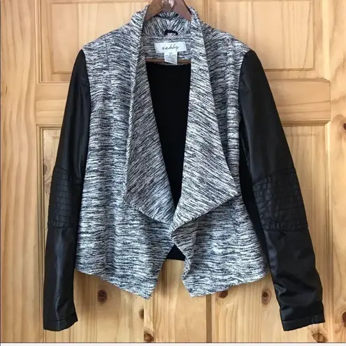 Sebby draped multi media space-dye tweed Moto jacket size small