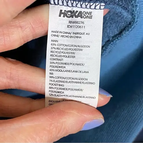 Hoka Utility Wool Blend Hoodie Pullover Blue Colorblock Sweatshirt Sweater NWOT