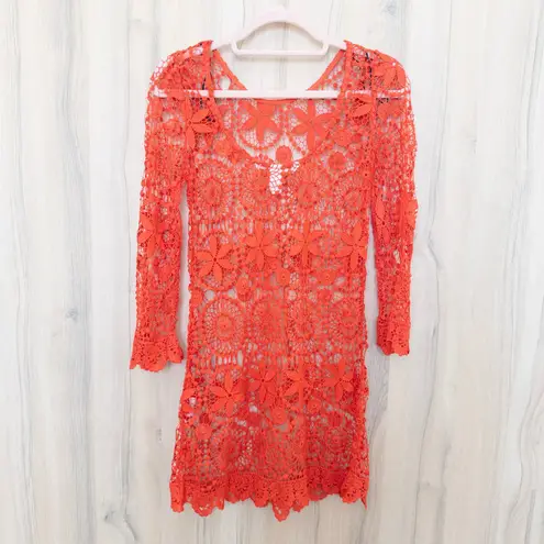 H&M x Coachella Womens Crochet Mini Dress Size XS Orange Boho Festival Coastal