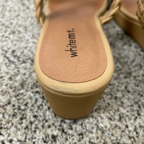White Mountain Slide Wedge Slip On Sandals Size 11 Tan Braided