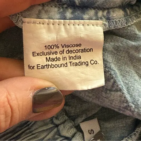 Earthbound  Trading Co Chambray 3D Embroidered Shorts Lightweight Boho Small thumbnail 10