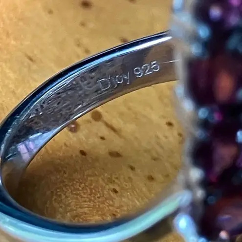 Natural Rhodolite Garnet Sterling Silver Cocktail Ring Size 5.75 Purple